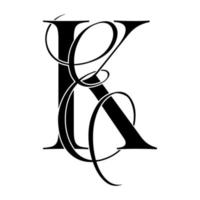 ke, ek, logotipo do monograma. ícone de assinatura caligráfica. monograma do logotipo do casamento. símbolo de monograma moderno. logotipo de casais para casamento vetor