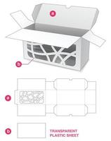 2 flips caixa curta com janela abstrata e modelo de corte e vinco de folha de plástico vetor