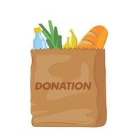 saco de doação de ilustração vetorial com alimentos orgânicos vetor