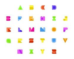 alfabeto criativo abstrato, conjunto de alfabeto simples colorido. linhas do alfabeto moderno com novas cores de arte pop. modelo de número de fonte. cenografia estilo limpo.