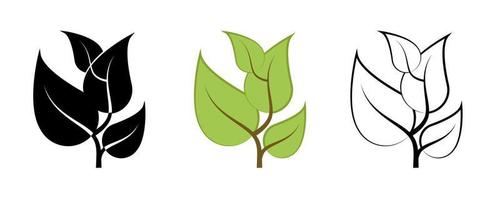 conjunto de ícones de vetor de grama, árvore e galhos. contém símbolos como planta, folha. traço editável. conjunto de ícones lineares coloridos e silhueta.