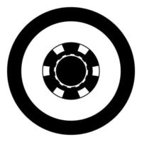ícone de chip de cassino cor preta em círculo redondo vetor
