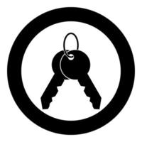 molho de chaves no ícone de anel em círculo redondo ilustração vetorial de cor preta imagem de estilo de contorno sólido vetor