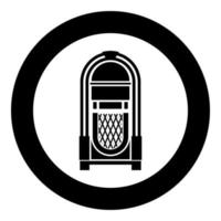jukebox juke box conceito de música retrô automatizado ícone de dispositivo de reprodução vintage em círculo redondo ilustração vetorial de cor preta imagem de estilo plano vetor