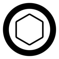 ícone de elemento de forma hexagonal em círculo redondo imagem de estilo plano de ilustração vetorial de cor preta vetor