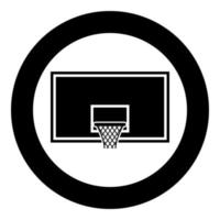 tabela de basquete cesta de basquete no ícone da tabela em círculo redondo ilustração vetorial de cor preta imagem de estilo plano vetor