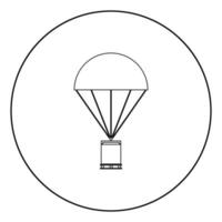 pára-quedas com a cor preta do ícone de carga em círculo vetor