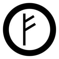 fehu runa f símbolo feoff própria riqueza ícone vetor de cor preta em círculo ilustração redonda imagem de estilo plano