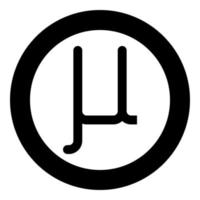 mu símbolo grego letra minúscula ícone de fonte em círculo redondo ilustração vetorial de cor preta imagem de estilo plano vetor