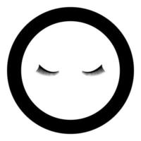 ícone de cílios cor preta em círculo redondo vetor