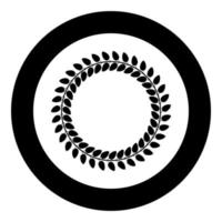 grinalda de círculo floral de folhas redondas molduras florais ícone de borda floral em círculo redonda ilustração vetorial de cor preta imagem de estilo plano vetor