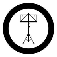 ícone de tripé de cavalete de estante de música em círculo redondo imagem de estilo plano de ilustração vetorial de cor preta vetor