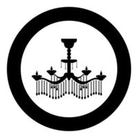 ícone de candelabro em círculo redondo imagem de estilo plano de ilustração vetorial de cor preta vetor