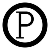 rho símbolo grego letra maiúscula ícone de fonte em círculo redondo ilustração vetorial de cor preta imagem de estilo plano vetor