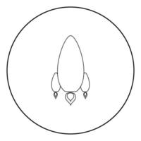 ícone de foguete cor preta em círculo vetor