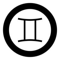 ícone de símbolo gêmeo cor preta em círculo redondo vetor