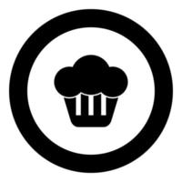 ícone de cupcake cor preta em círculo redondo vetor