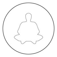 homem de meditação o ícone de cor preta em círculo ou redondo vetor
