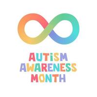 cartão do mês de conscientização do autismo. símbolo infinito do autismo. aceitar pessoas autistas. vetor