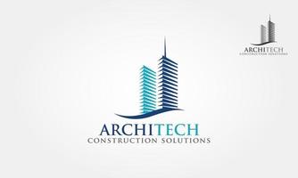 modelo de logotipo de vetor de soluções de construção de architech. ideia de construção do arquiteto.