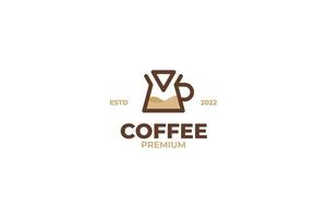 design de logotipo de gotejador de filtro de papel de café plano vetor