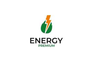 modelo de vetor de design de logotipo de energia verde plana