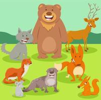cartoon feliz grupo de personagens de animais selvagens vetor
