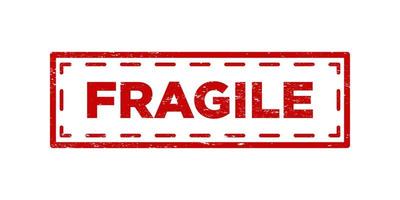selo grunge vermelho frágil. ícone de vetor isolado de modelo de distintivo de borracha retrô frágil
