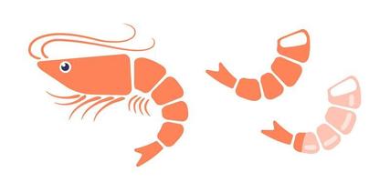 ilustração em vetor de camarões em estilo simples.