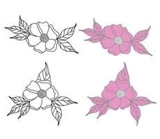 desenho de linha de ilustração de clipart de flores vetor