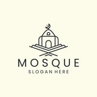 mesquita com design de modelo de ícone de logotipo de estilo linear. Ramadã, Islã, ilustração vetorial vetor