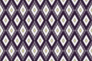 ikat étnica losango forma geométrica padrão sem emenda roxo amarelo cor de fundo. uso para tecido, têxtil, elementos de decoração de interiores, embrulho. vetor