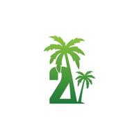 logotipo número 2 e vetor de design de ícone de coqueiro