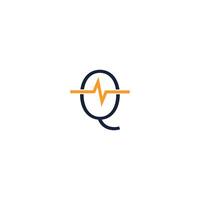 logotipo do ícone da letra q combinado com o design do ícone de pulso vetor