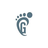 logotipo do ícone da letra g combinado com o design do ícone de pegada vetor