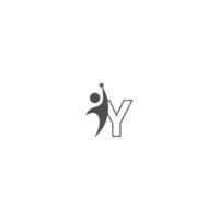 logotipo do ícone da letra y com homem de sucesso abstrato na frente, design criativo do ícone do logotipo do alfabeto vetor