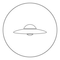 ufo. cor preta do ícone do disco voador no círculo vetor