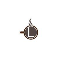 design de logotipo de ícone de carta com tema de xícara de café quente vetor