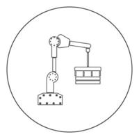 ícone preto de manipulador de mão robótica em ilustração vetorial de círculo isolado vetor
