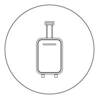 saco de bagagem ícone preto em ilustração vetorial de círculo isolado. vetor