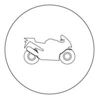 ícone de motocicleta preta em ilustração vetorial de círculo isolado. vetor