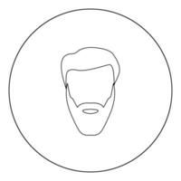 cabeça com ícone de barba e cabelo preto em ilustração vetorial de círculo isolado. vetor