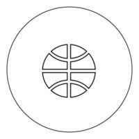 ícone de bola de basquete cor preta em círculo vetor