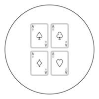 jogo de cartas ícone cor preta na ilustração vetorial de círculo isolado vetor