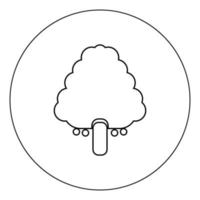 ícone de árvore frutífera cor preta em ilustração vetorial de círculo isolado vetor