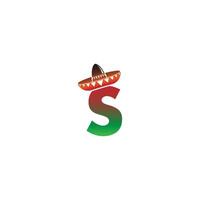 design de conceito de chapéu mexicano de letra s vetor