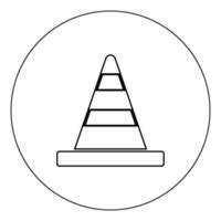 ícone de cone de estrada cor preta em ilustração vetorial de círculo isolado vetor