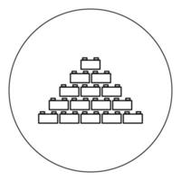 cor preta do ícone do bloco de construção na ilustração do vetor do círculo isolada