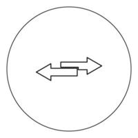 ícone de duas setas laterais cor preta na ilustração vetorial de círculo isolada vetor