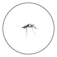 cor preta do ícone do mosquito no círculo vetor